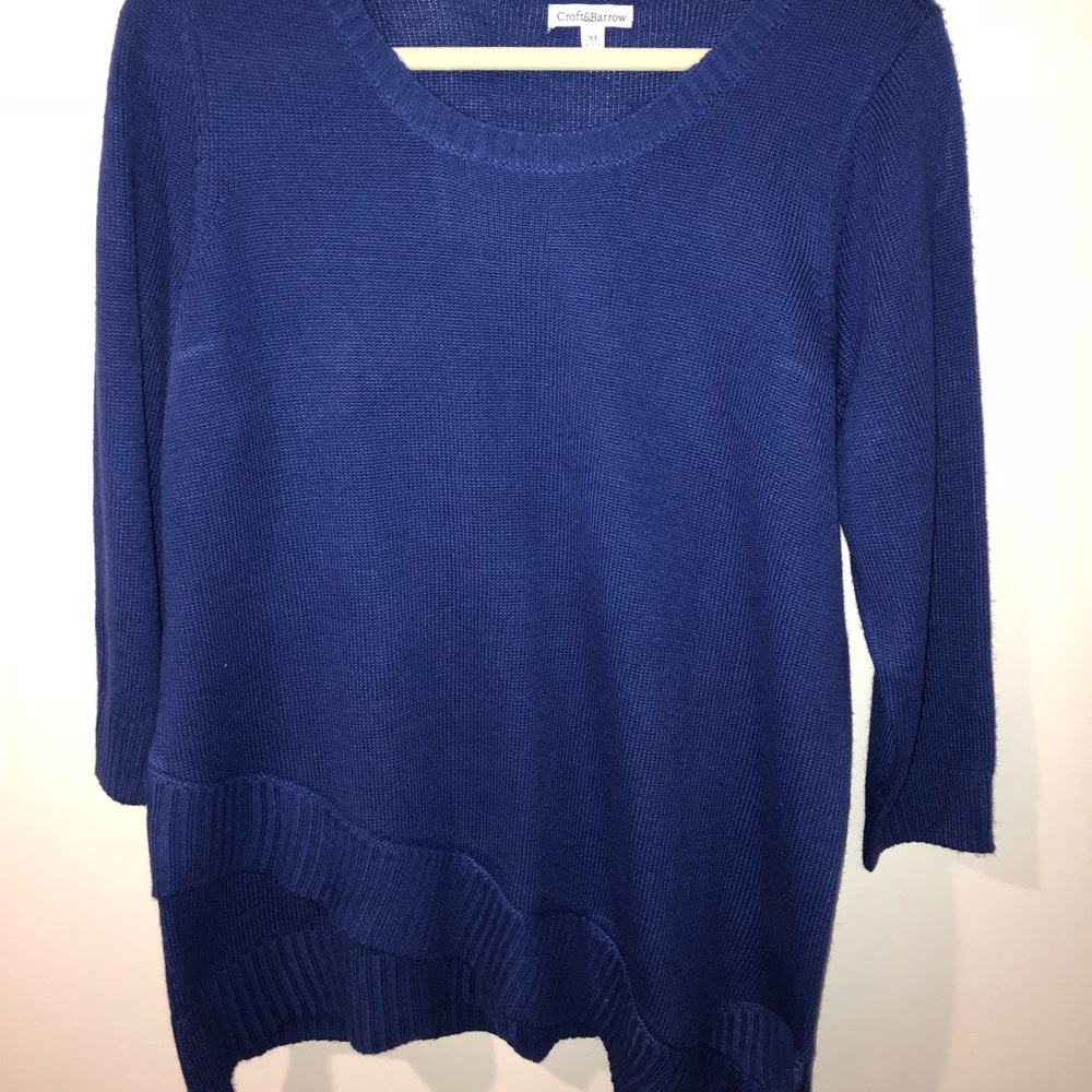 Asymmetrical Blue Sweater Croft & Barrow